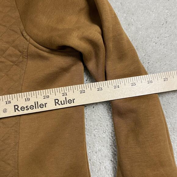 L.L.Bean Quilted Quarter Zip Pullover Mens L Brown Tan Sweatshirt Kangaroo - Picture 6 of 8